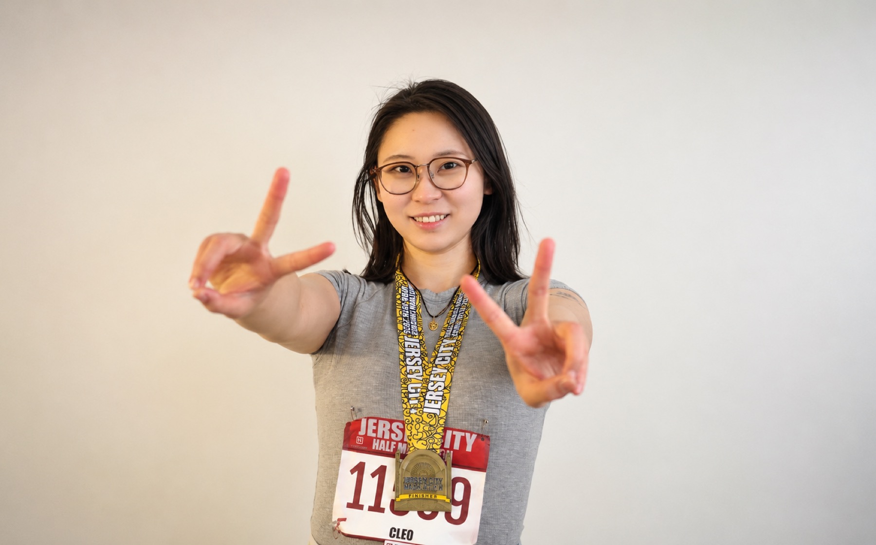 Xiaoxuan Xu after finishing a half marathon